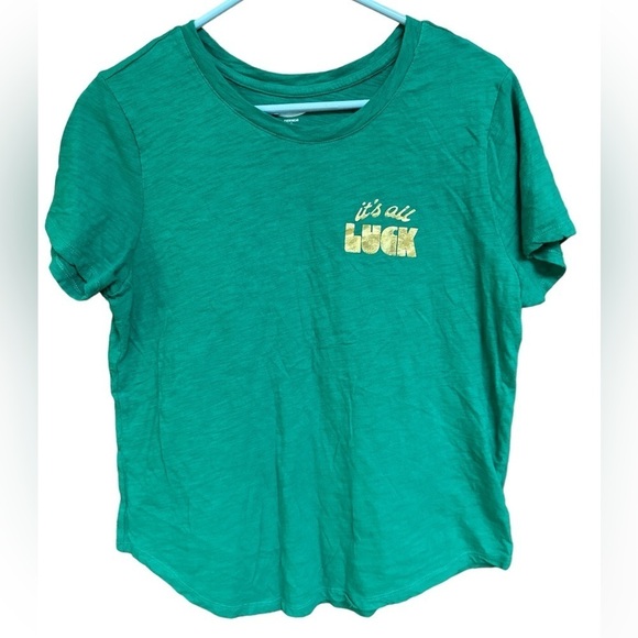 Old Navy Slub Cotton Green St. Patrick’s Day It’s All Luck Shortsleeved Tee L - Picture 1 of 7